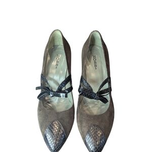 Hobbs Brown and Black Heels with Snakeskin Detail